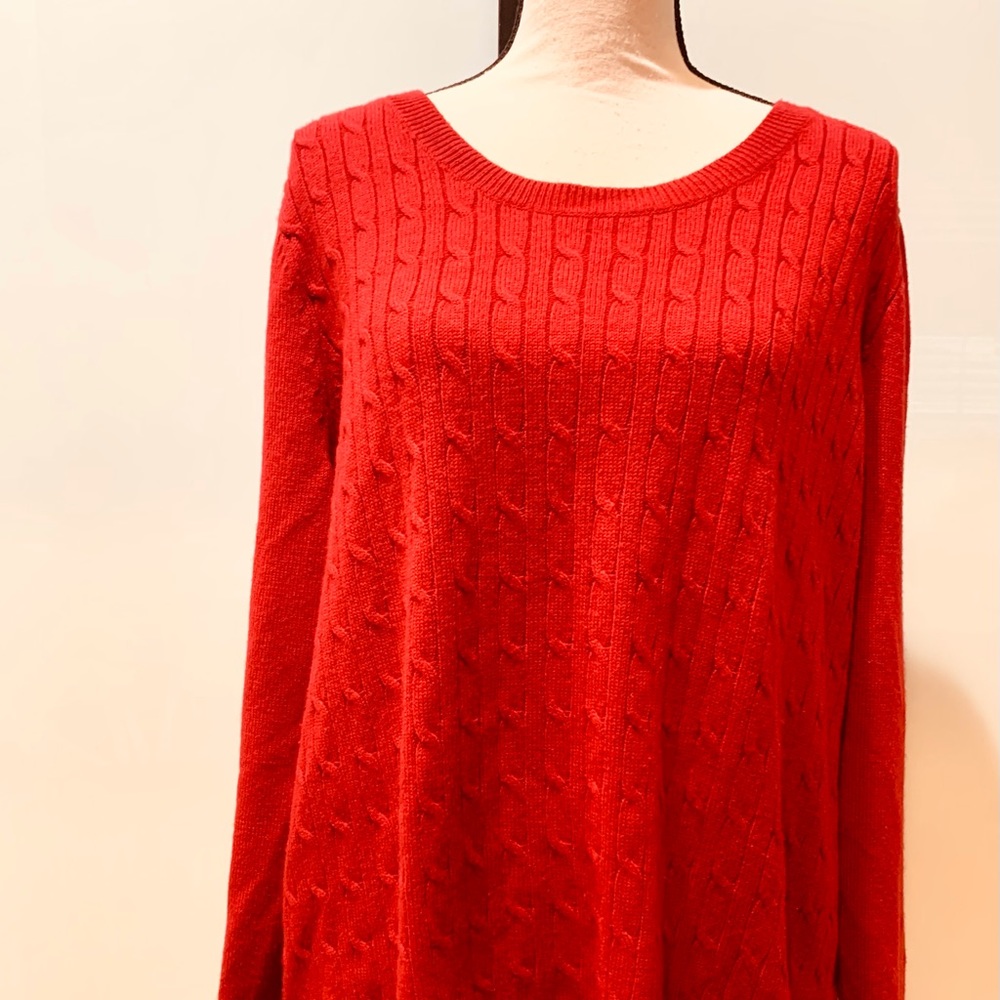 TALBOTS DEEP RED CABLE KNIT SZ 2X PULLOVER SWEATER